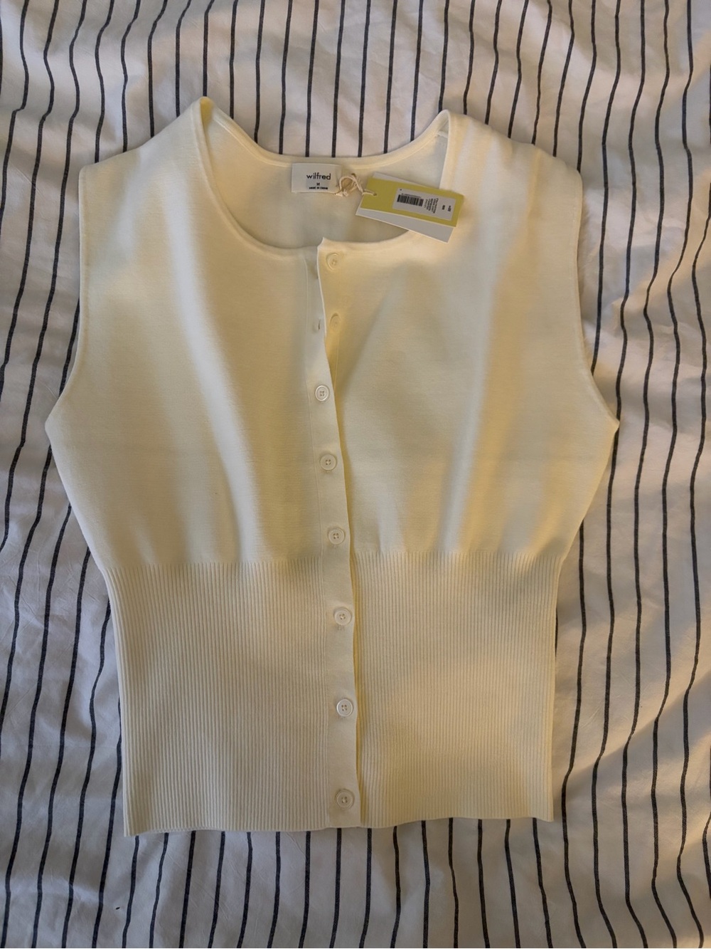 Wilfred Cream Button-Front Sleeveless Knit Tank